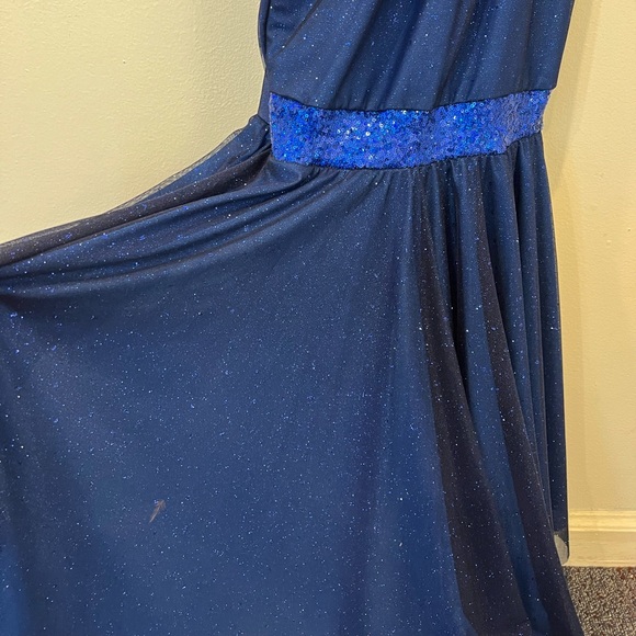 Dansco lyrical costume, navy blue, one shoulder, size large adult - Picture 4 of 10